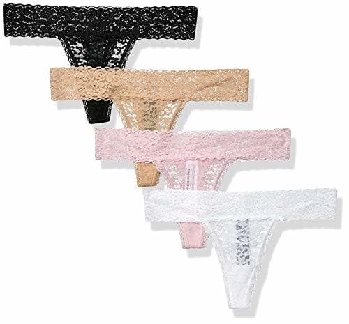 Producto Amazon Essentials 4-Pack Lace Stretch Thong Panty Underwear, Neutral Mix, US L