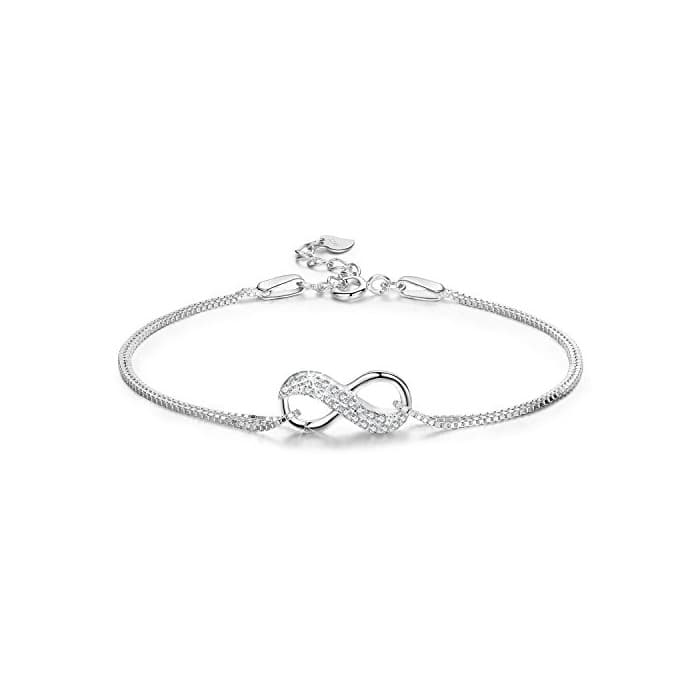 Fashion LDUDU Pulsera Mujer Símbolo Amor Infinito Pulsera Plata 925 Regalo para Navidad