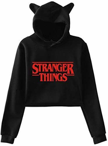 Product EMILYLE Mujer Stranger Things Hawkins Sudadera Estampado Casual con Orejas Netflix XXS