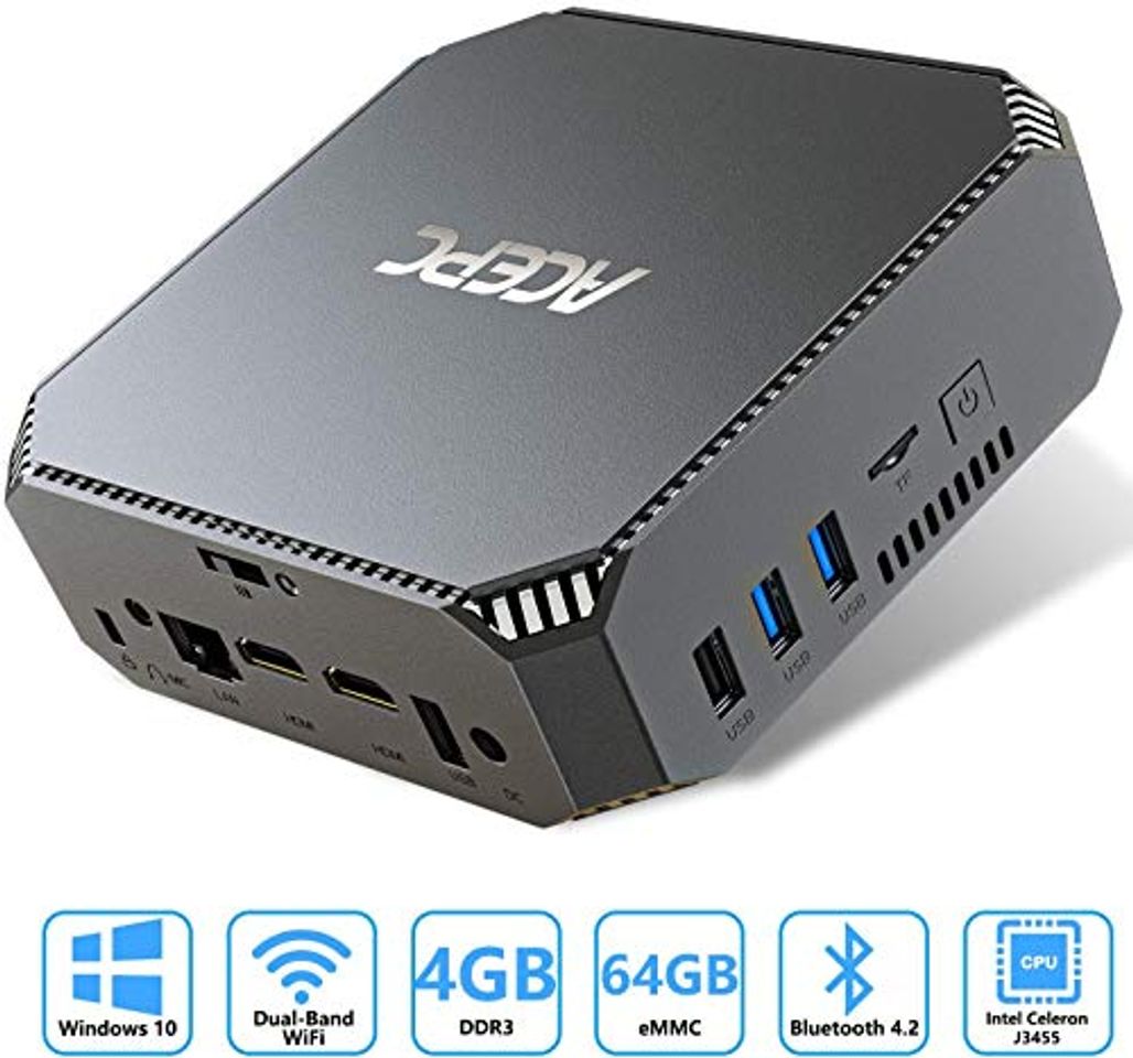 Product ACEPC Mini PC,Intel Celeron J3455 Window 10 Pro Tragbarer Mini computadora, 4GB