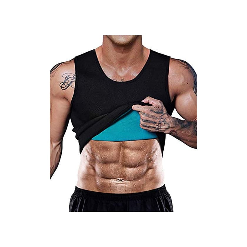 Fitness LaLaAreal Faja Reductora Adelgazante Hombre Neopreno Camiseta Reductora Compresion de Sauna Deportivo