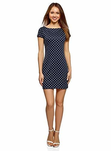 Producto oodji Ultra Mujer Vestido Ajustado de Punto, Azul, ES 34