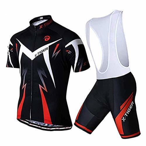 Product X-TIGER Ciclismo Maillots para Hombres con Tirantes Manga Corta Transpirable Secado Rápido