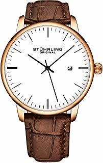 Moda Stuhrling 3997Z - Reloj analógico para hombre con correa de piel de