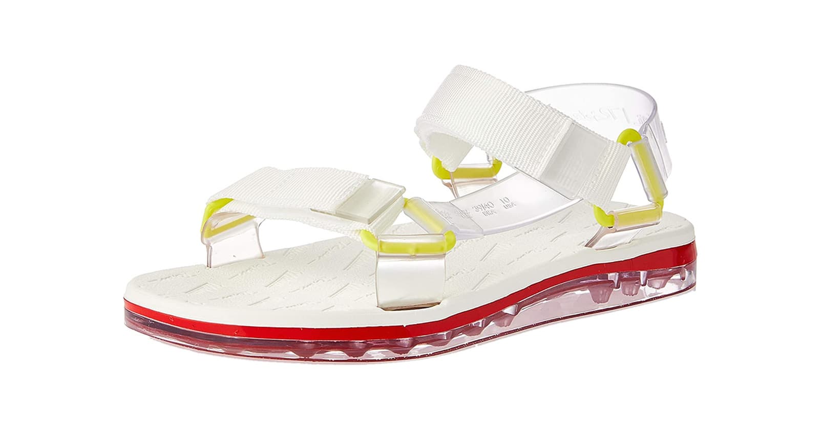 Product Melissa 32537 Clear Red White Sandalias Planas para Mujer en Goma Blanca