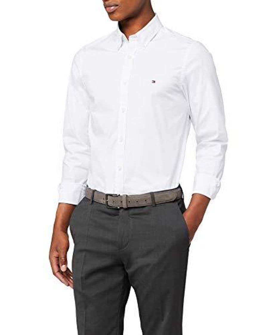 Fashion Tommy Hilfiger Core Stretch Slim Poplin Shirt Camisa, Blanco