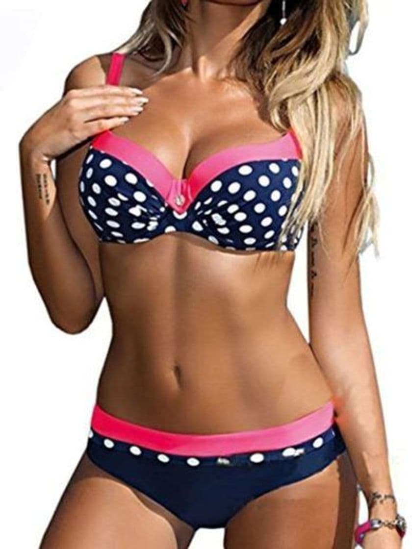 Producto Voqeen Mujer Bikini de Gradiente de Color Establece Retro Empuja hacia Arriba