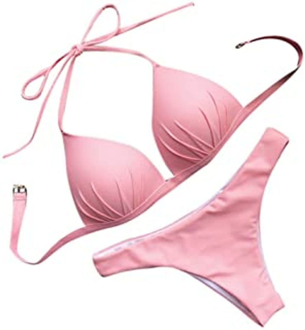 Product Cinnamou Conjuntos Biquinis Mujer 2019 Bikinis Mujer 2019 Push Up con Relleno Color Sólido Vendaje Volver Abierta Traje de Baño Mujer Dos Piezas Sexi