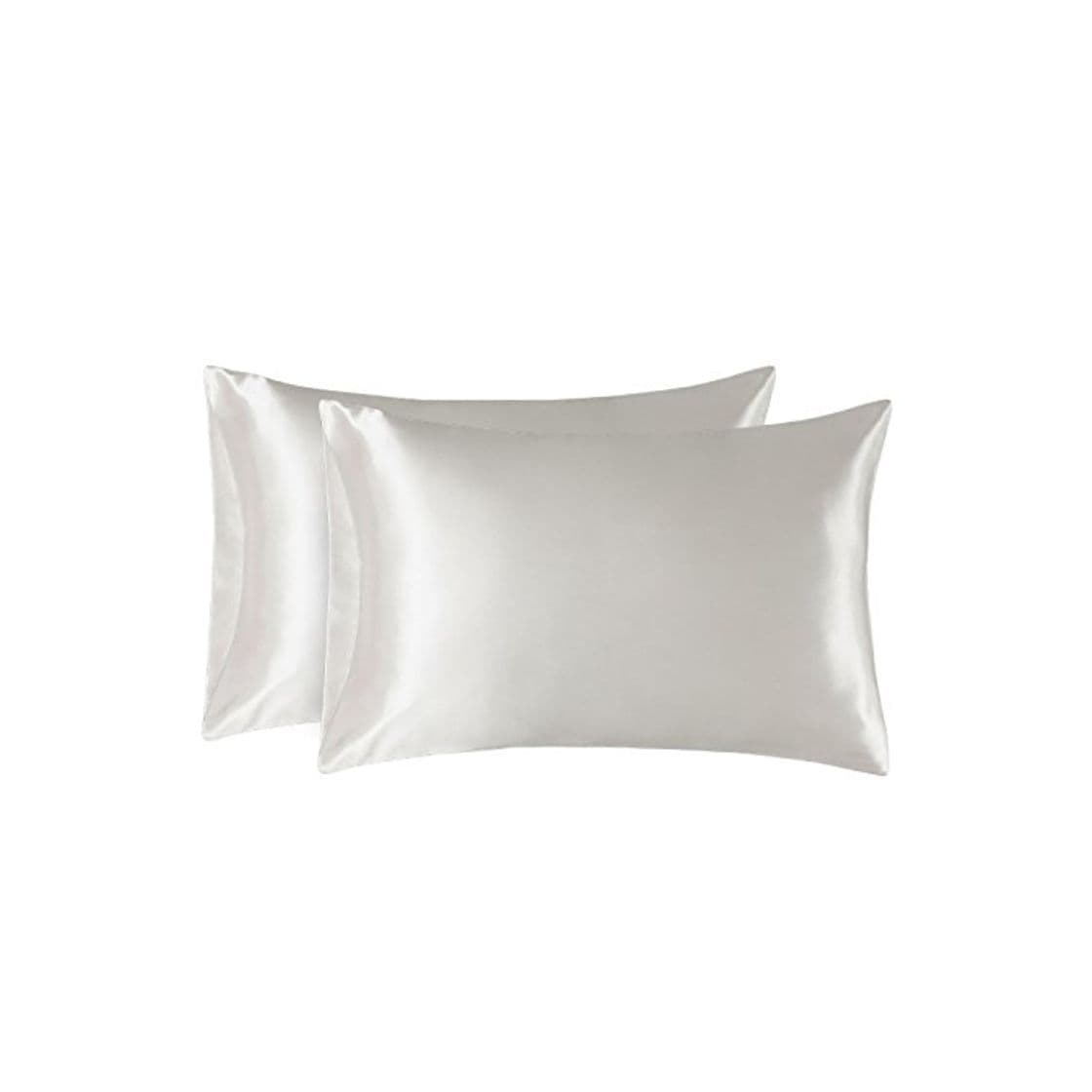 Product Bedsure Funda Almohada 50x75cm Satén Blanco Marfil - Juego de 2 Fundas