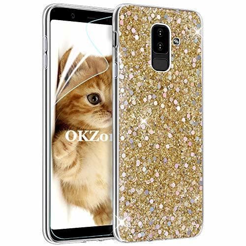 Electronic OKZone Funda Samsung Galaxy A6 Plus 2018 Carcasa Purpurina, Cárcasa Lujosa Brilla