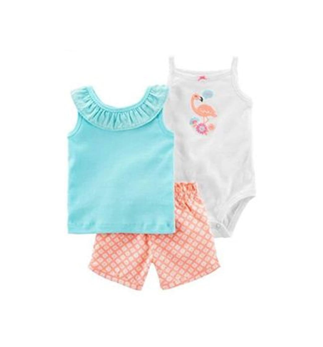 Product Infant Baby Girls Striped Ruffled Tops PP Shorts Banda de Pelo 3