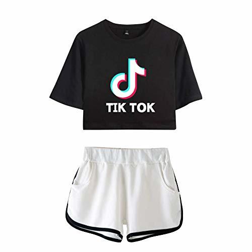 Product Camiseta y Pantalones Cortos Set TIK TOK Impresa Crop Top T-Shirt