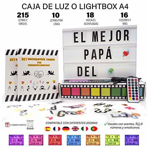 Product Caja de luz A4 MULTICOLOR con 215 tarjetas.10 láminas por fila. Cartel