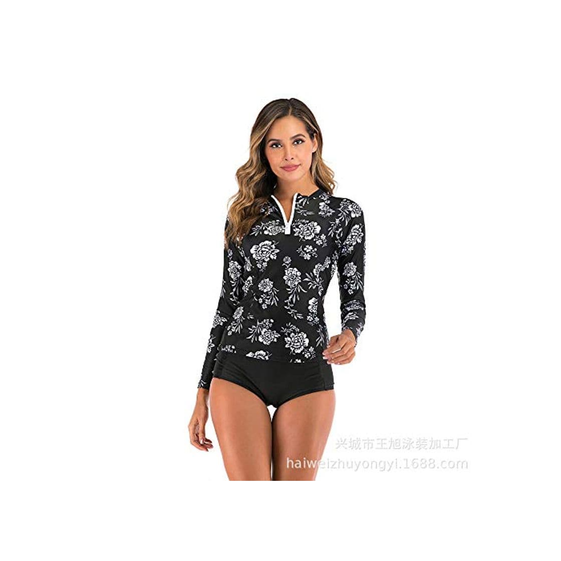 Producto zysymx Traje de baño Nuevo Surf Buceo Salvaje Cubierta Casual Vientre Traje de baño de Playa Europeo y Americano Protector Solar Femenino Top de Manga Larga Traje de bañ