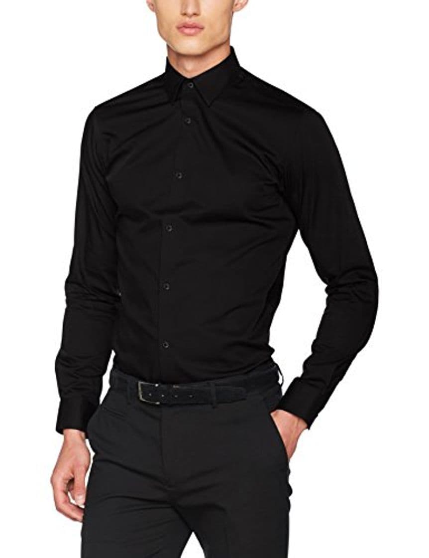 Moda Jack & Jones Jprnon Iron Shirt L/s Noos Camisa, Negro