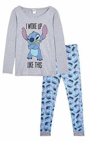 Product Disney Lilo y Stitch Pijama Mujer Invierno, Pijamas De 2 Piezas Camisetas