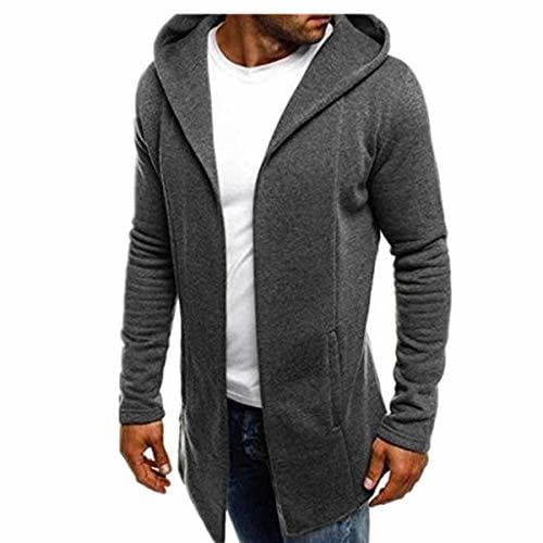 Product Reooly Abrigo de Trinchera de Color sólido con Capucha para Hombres Chaqueta