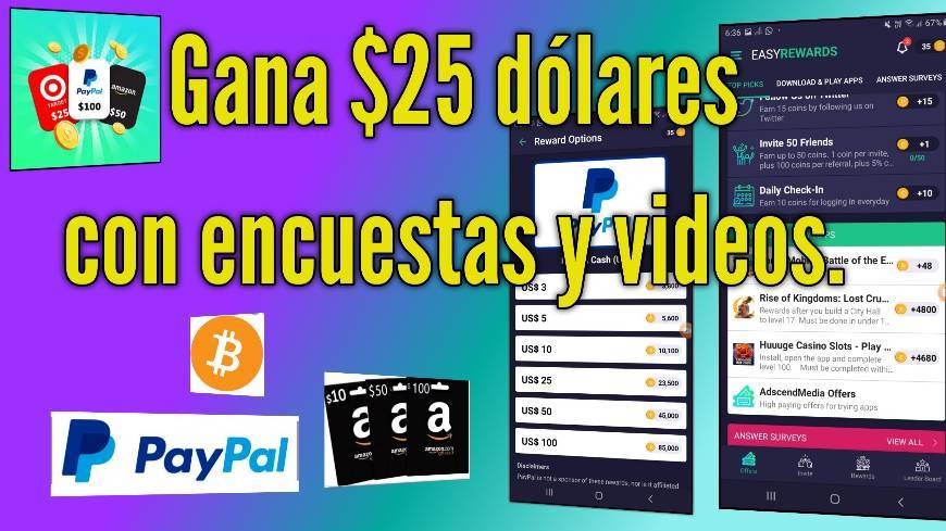 Moda Easy Rewars app para ganar dinero a Paypal y Amazon en 2020.