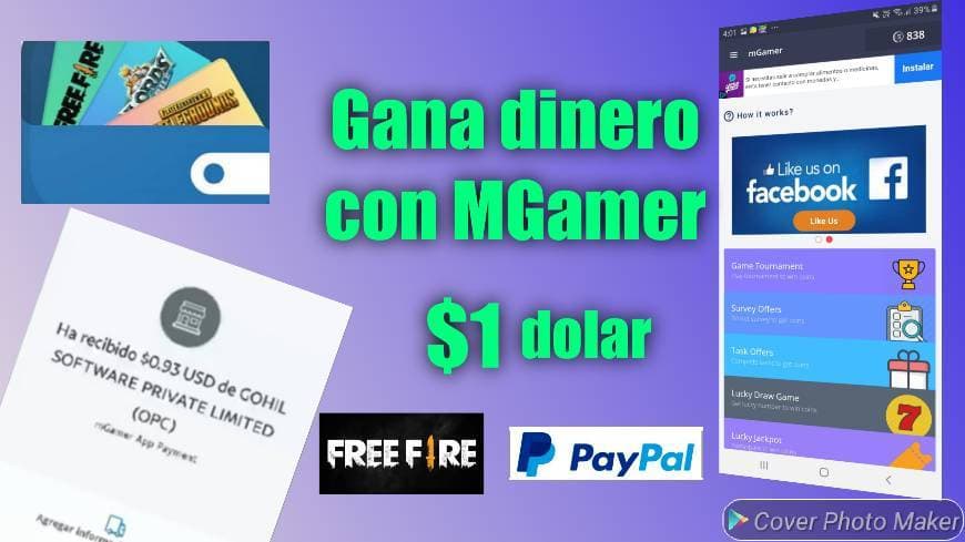 Moda MGamer increíble app para ganar dinero a Paypal , free fire.