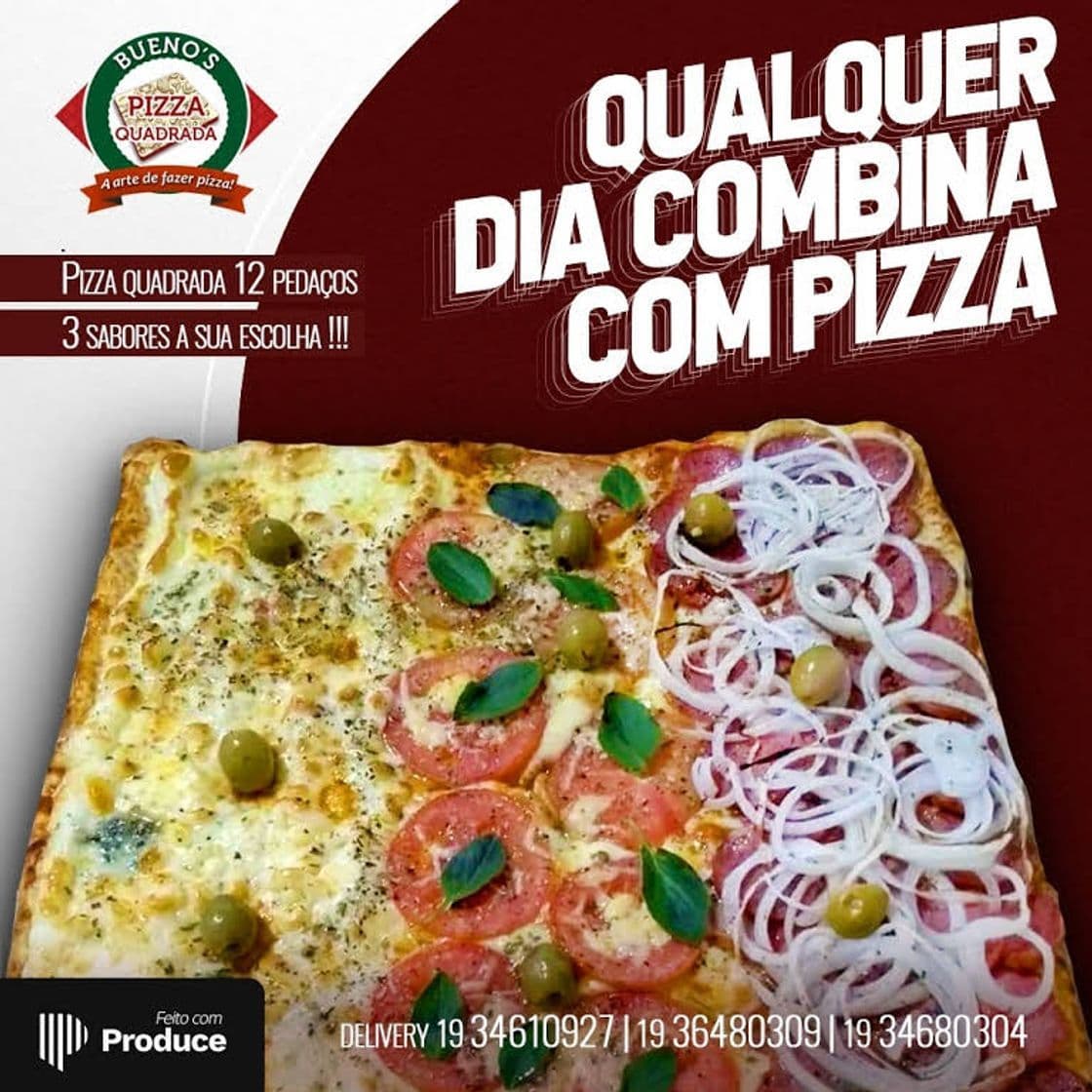 Restaurants Bueno's Pizza quadrada