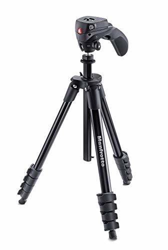 Electronic Manfrotto Compact Action, Trípode con Rótula de Joystick para Cámaras Réflex