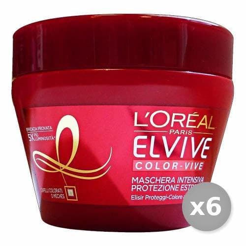 Elemento de la categoría hogar Loreal Set 6 ELVIVE Máscara Color-Vive 300 ml Cabello