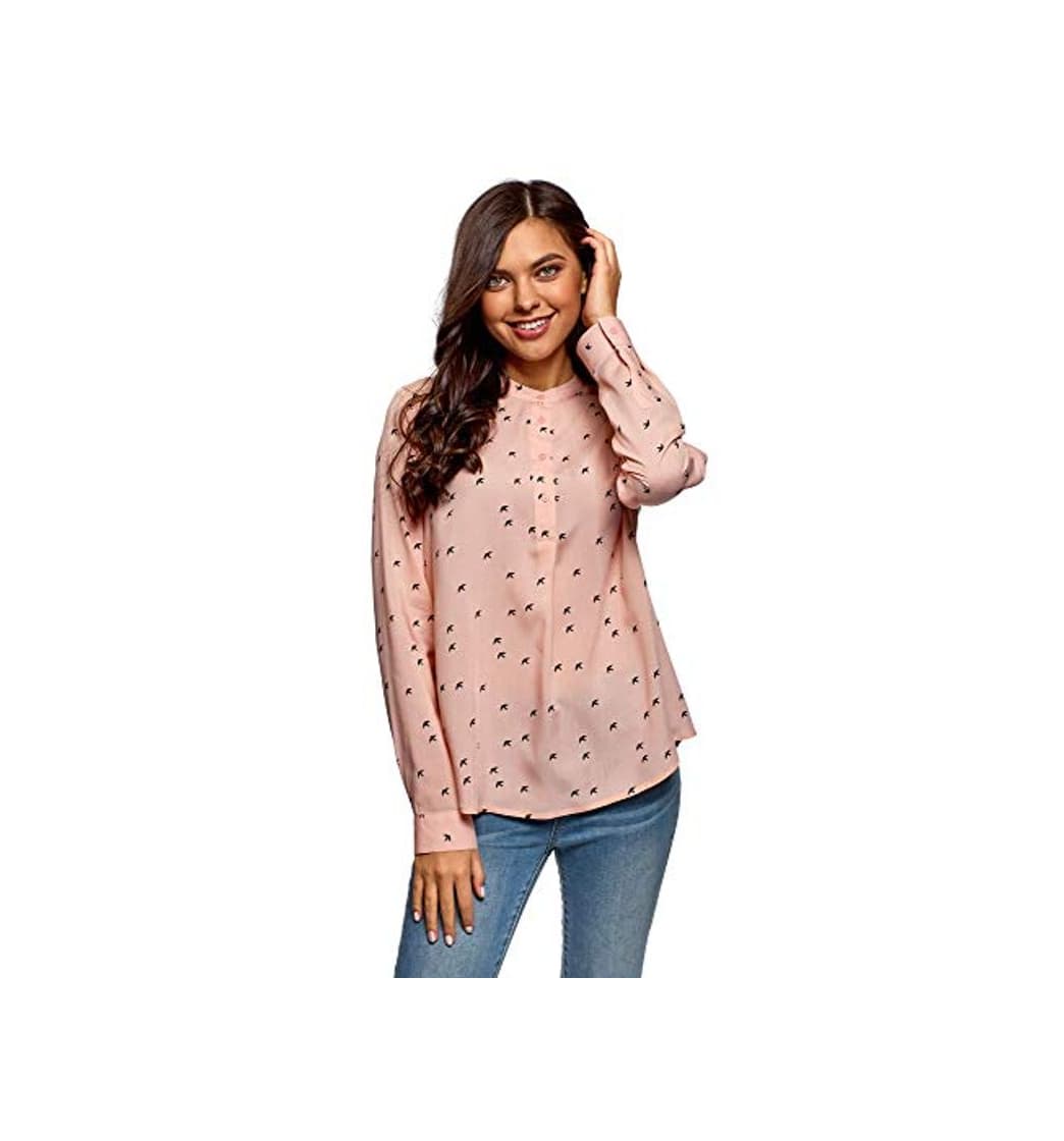 Product oodji Collection Mujer Blusa de Viscosa con Silueta en A, Rosa, ES