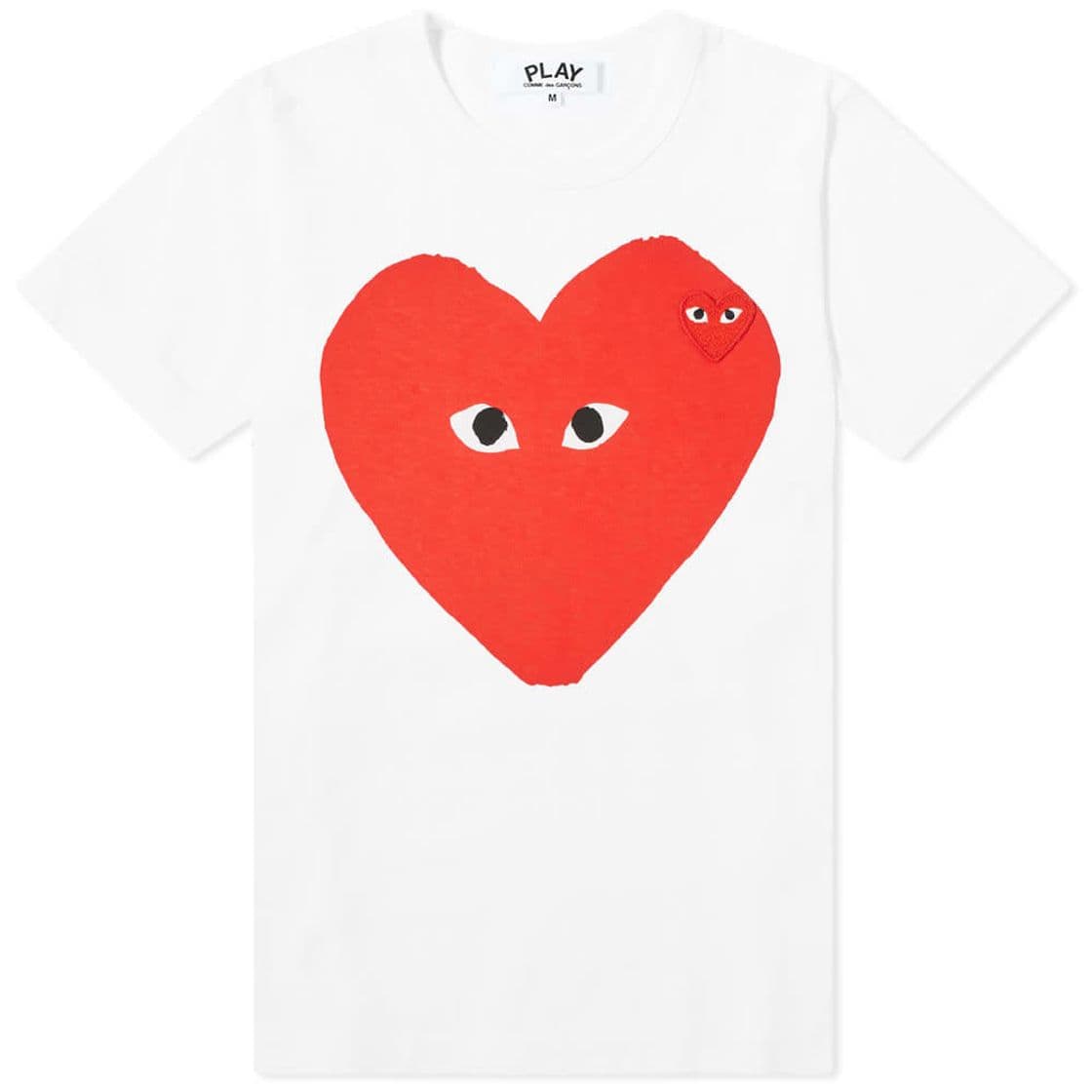 Moda Comme des Garcons Play Women's Double Heart Print Tee White ...