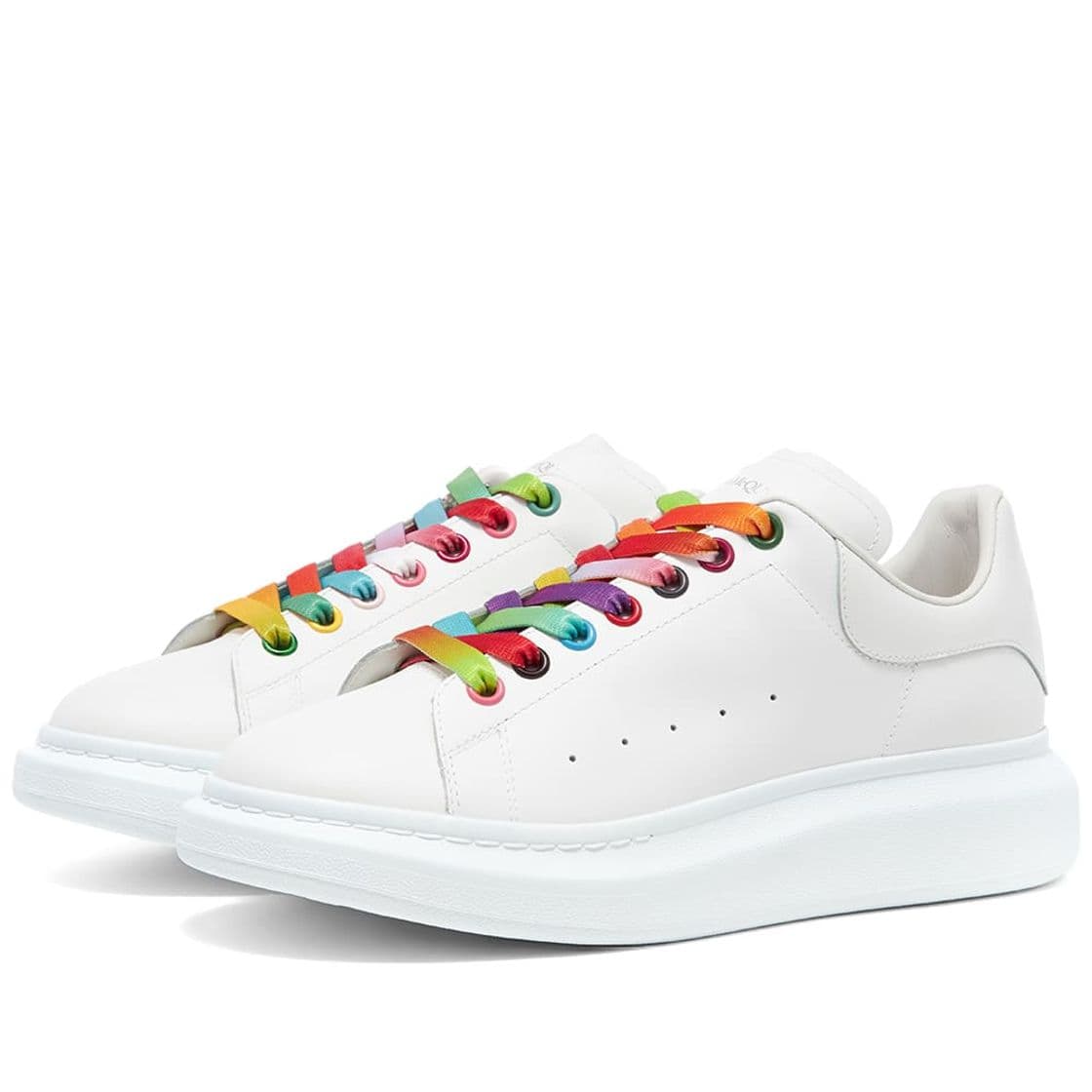 Fashion Alexander McQueen Multi Colour Eyelet Wedge Sole Sneaker White ...