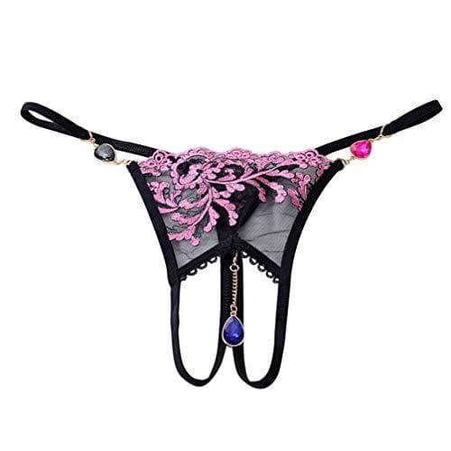 Product Exceart Mujeres Encaje G String Bragas Rhinestone Cristal Tanga Ropa Interior Baja