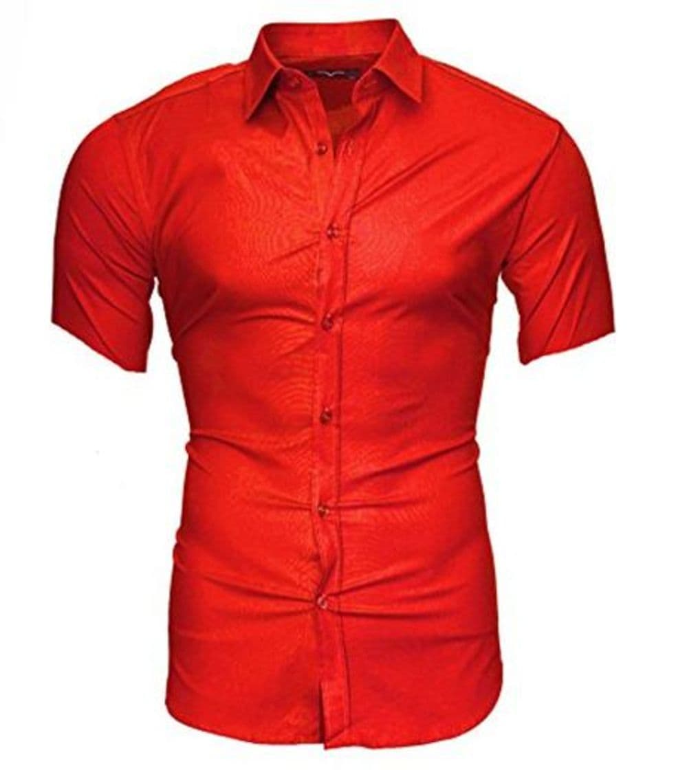 Fashion Kayhan Hombre Camisa Manga Corta, Caribic Red