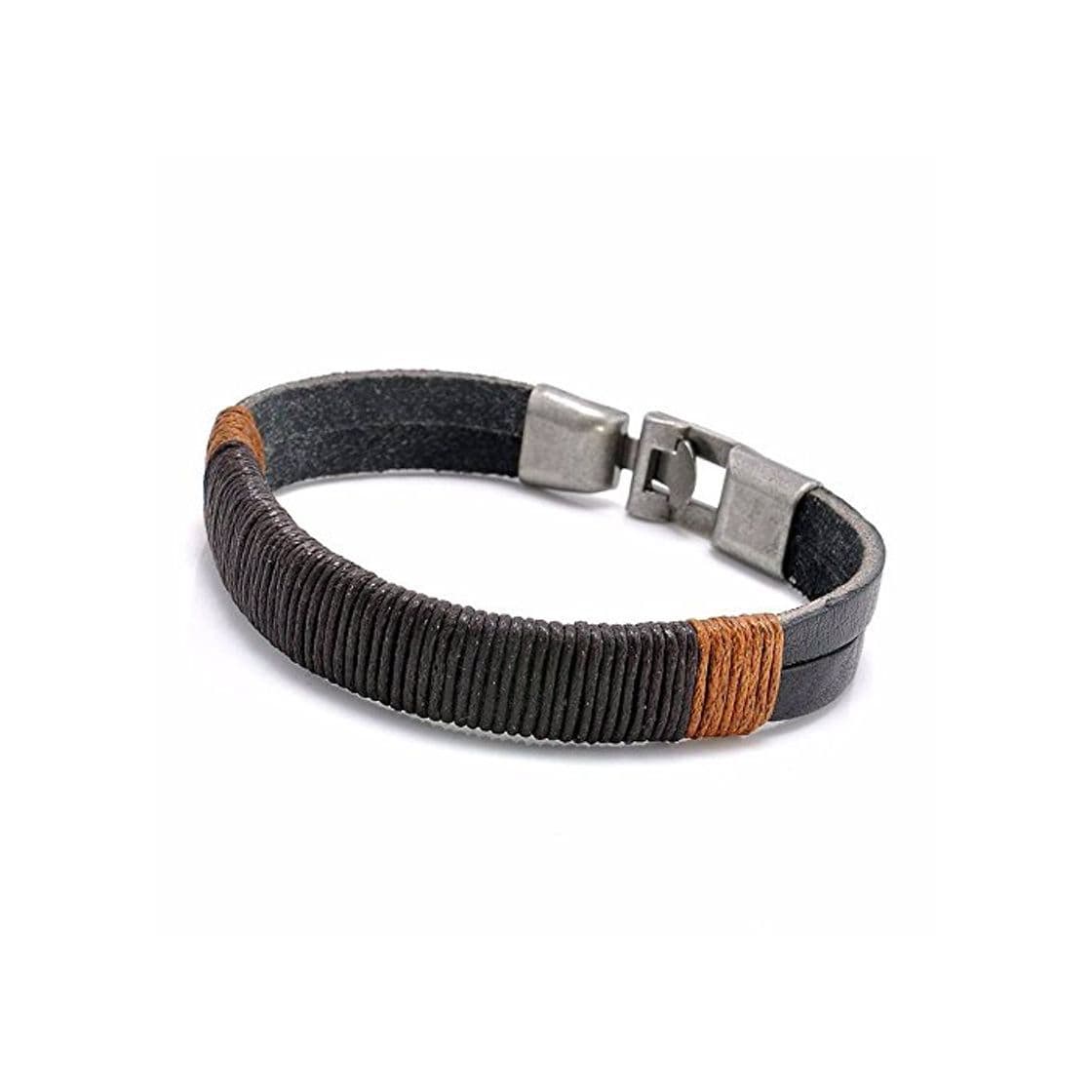 Product Pulsera de hombre de piel de dos tonos cosida con caja de regalo de Urban Jewl