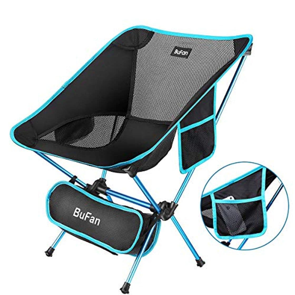 Product BuFan Silla de Camping Plegable con Bolsa portátil Carga hasta 150 KG,