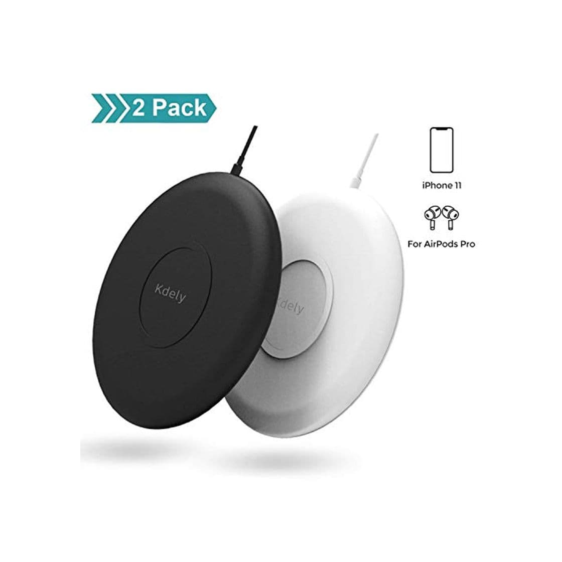 Product Kdely Cargador Inalámbrico [2 Pack], 10W Inalámbrica Carga Rápida, Qi Wireless Charger