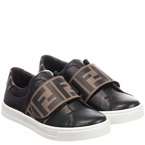 Product Fendi niños FF Logo Entrenadores de Cuero Black 39