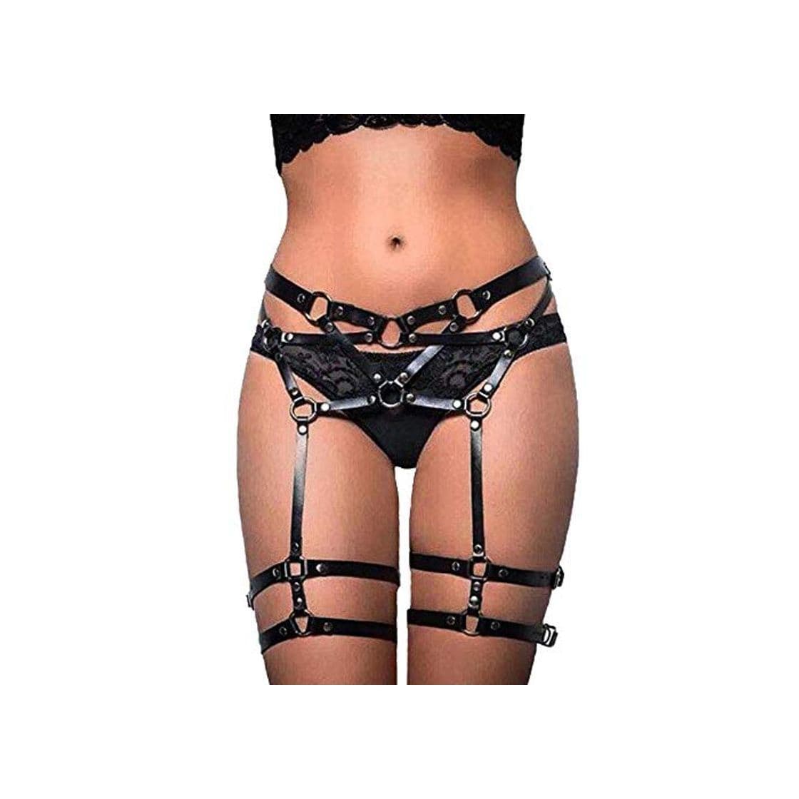 Product LUOSFUH Mujeres PU Cuero Arnés ajustable Punk Gótico Liga O-Rings Body Belt