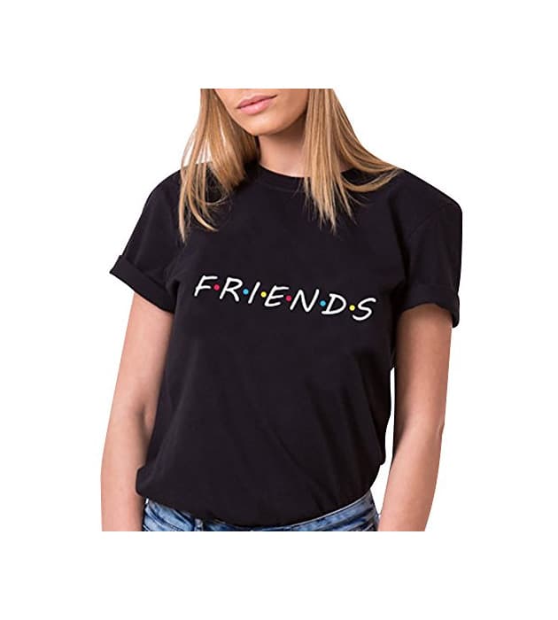 Product Tomwell Mujer Verano Elegante Moda Redondo T-Shirt Friends Impresion Camisetas Manga Corta