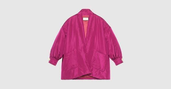 Moda Magenta Silk Bomber Jacket With Scarf | GUCCI® International