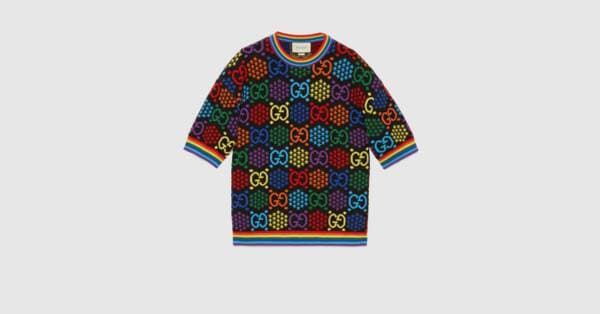 Moda Black GG Psychedelic wool jacquard top | GUCCI® International