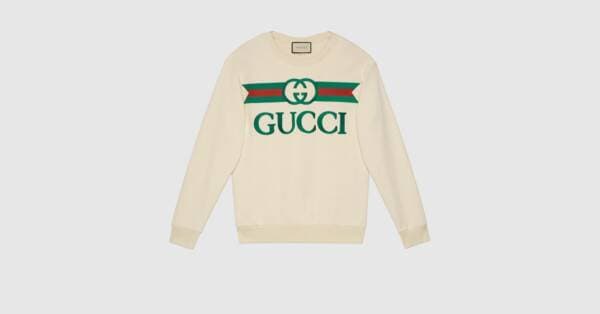 Moda White Cotton Oversize Sweatshirt With Gucci Logo | GUCCI ...