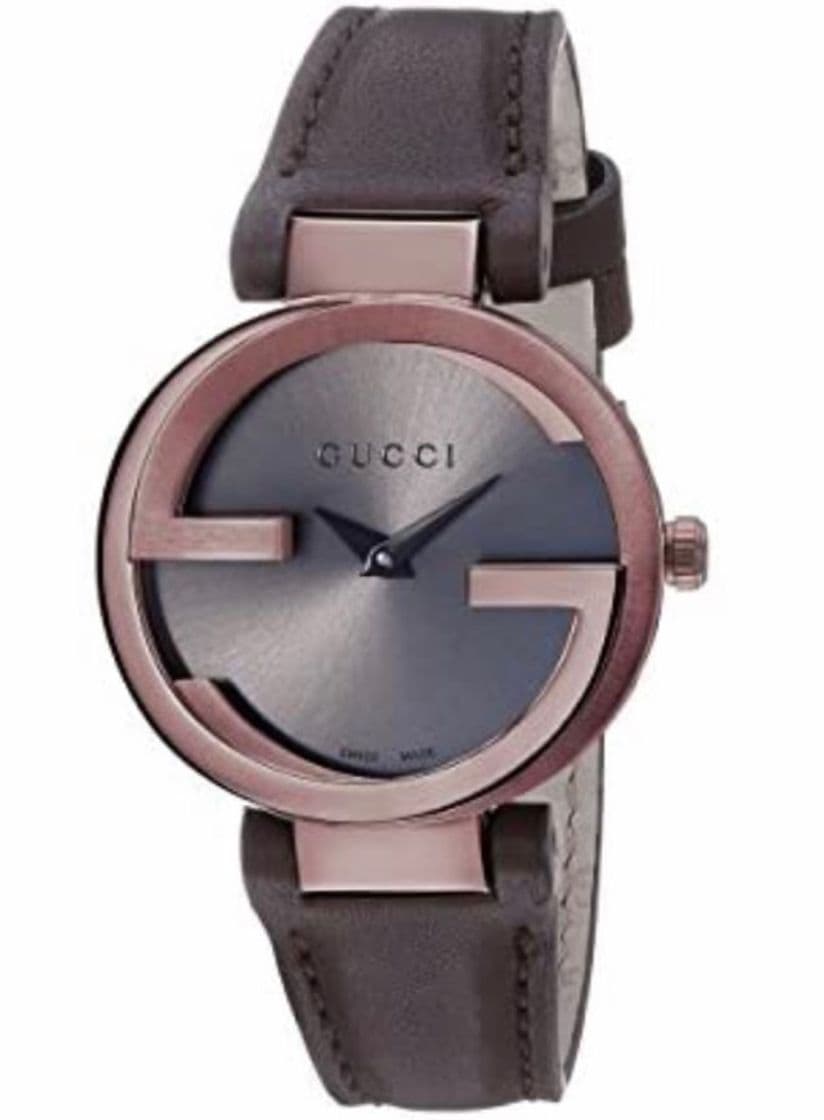 Moda Gucci Reloj Vestido Swiss cuarzo acero inoxidable y de piel 