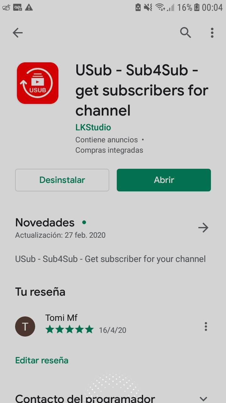 App Canjea puntos x suscriptores en Youtube