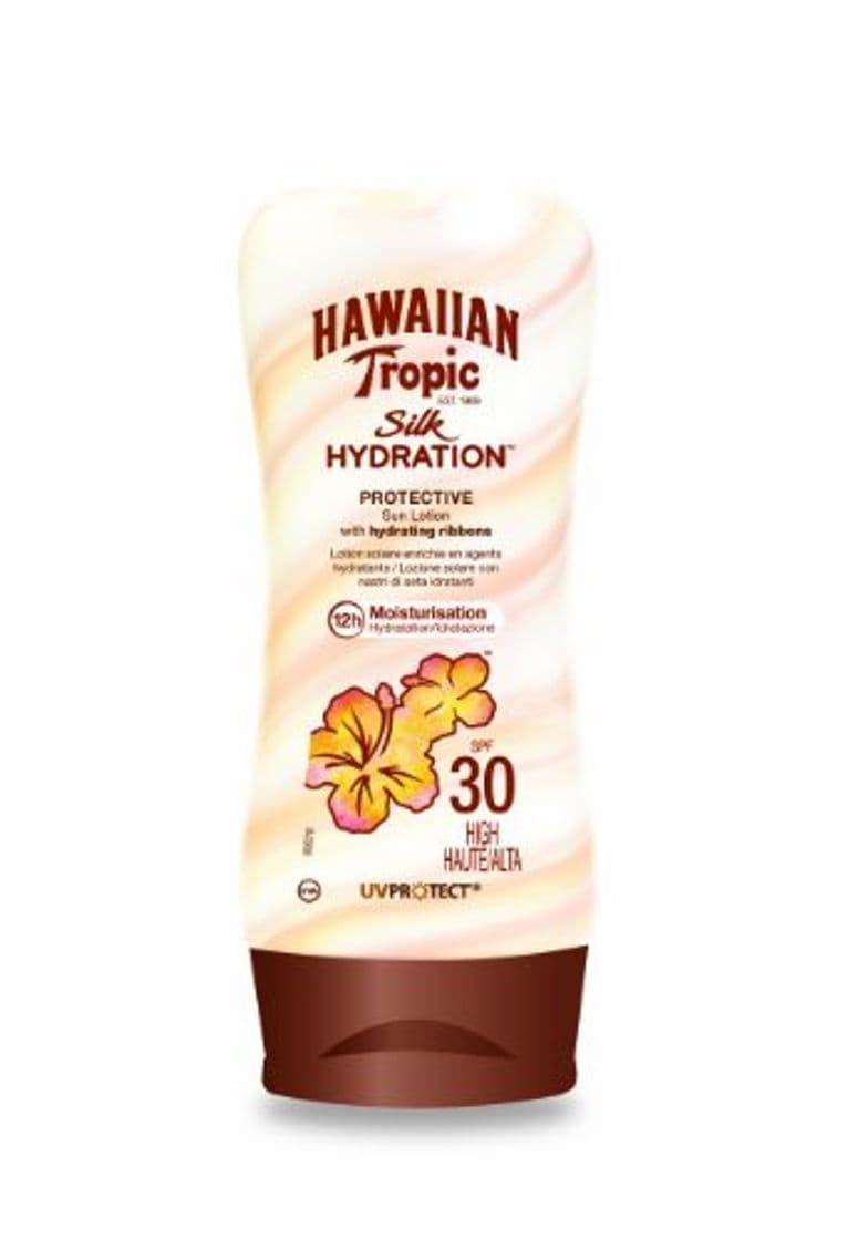 Belleza Hawaiian Tropic Silk Hydration Protective - Loción Solar Protectora con índice SPF 30 con cintas de seda hidratantes y resistente al agua, formato 180 ml