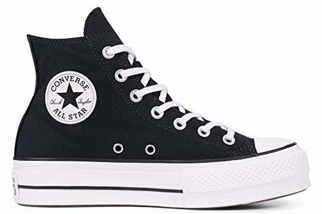 Moda Converse Chuck Taylor CTAS Lift Hi, Zapatillas para Mujer, Negro