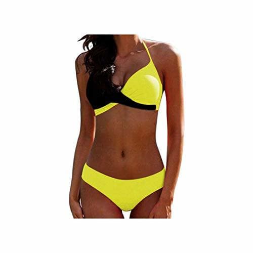 Product Bikini Push Up Women Swimsuit Set Halter Cross Bathing Suit Solid Plus