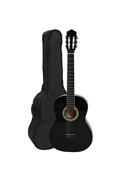 Product NAVARRA NV12 Guitarra clásica 4/4 negro con bordes crema incl. funda con