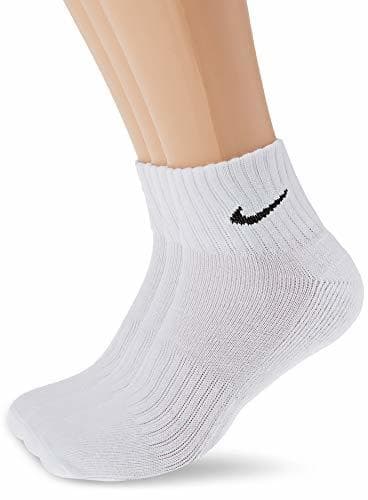 Moda Nike One Quarter Socks 3PPK Value Calcetines para Hombre, Blanco