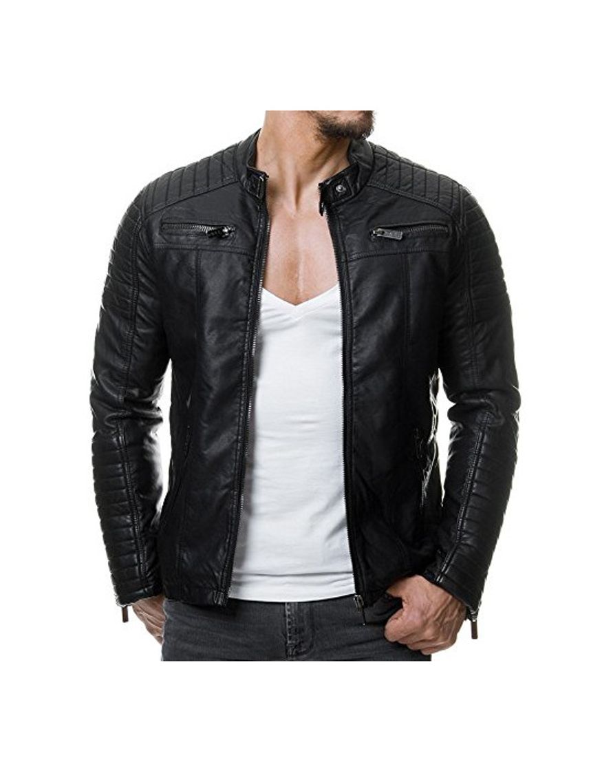 Moda Red Bridge Hombres Chaqueta de Cuero Sintética Casuales Algodón Cuero Real Moda