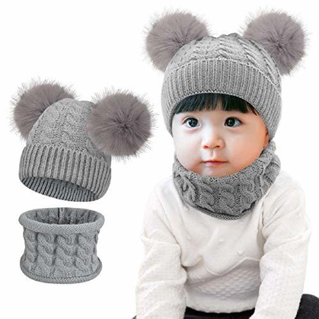 Producto Tuopuda Sombrero para Niños Y Niñas Bufanda Conjunto Slouchy Invierno Grueso Bebe