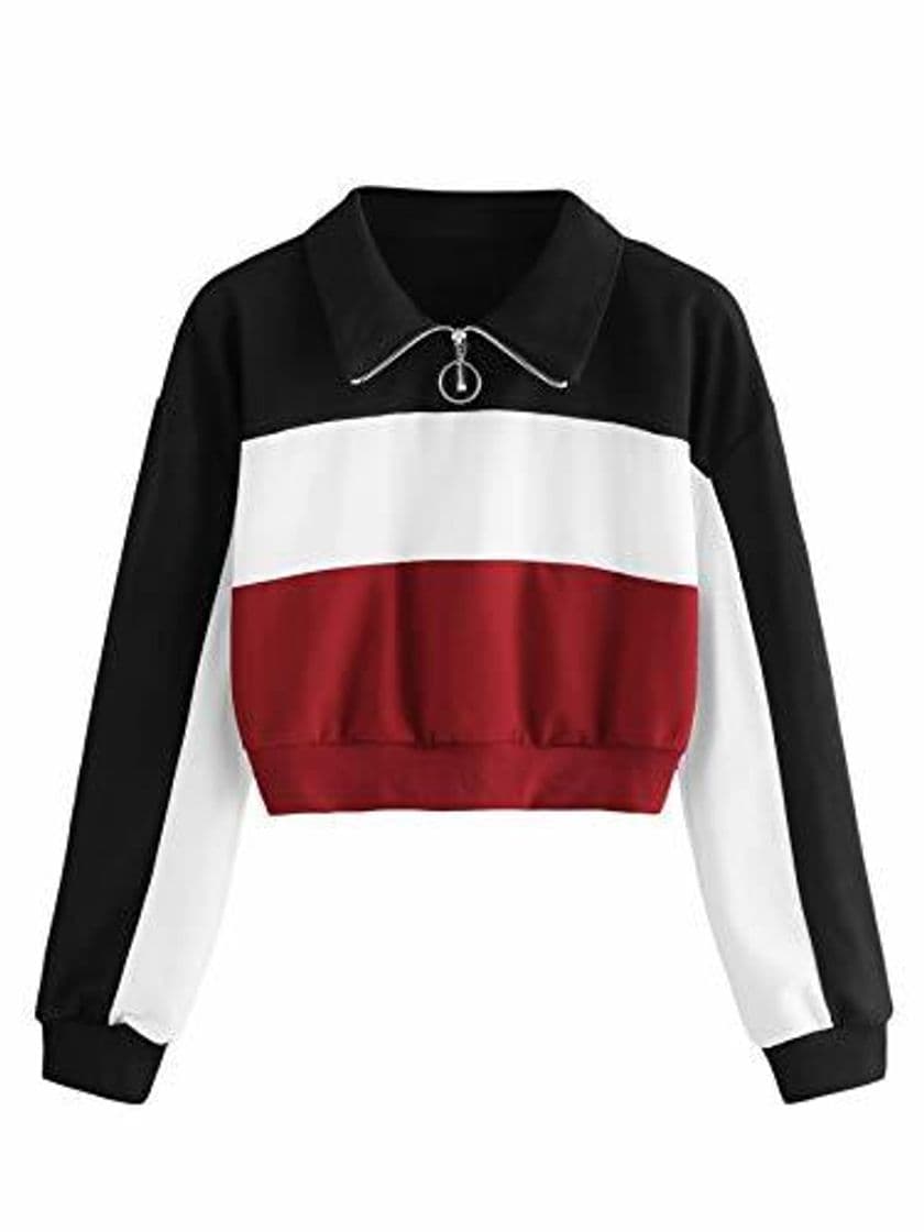 Moda SOLY HUX Mujer Sudaderas de Manga en Contraste con ET